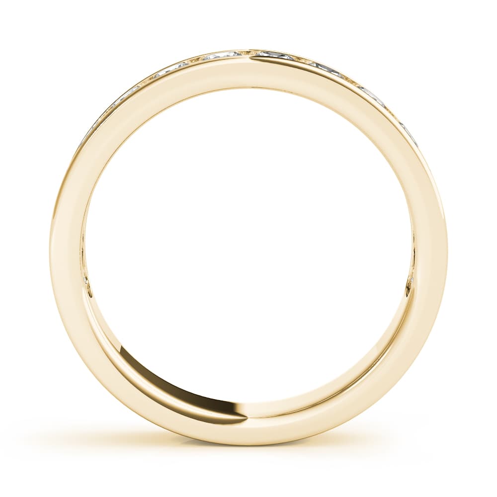 Single Row Channel Set Wedding Ring (0.1 ct. tw.), Side view in yellow gold