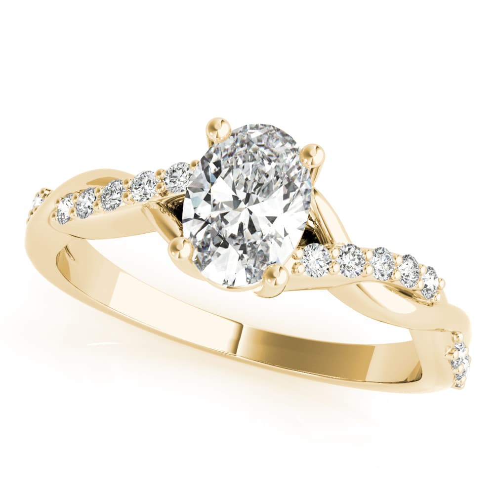 Oval Twisted Shank Engagement Ring, style 85107, Front view in yellow gold