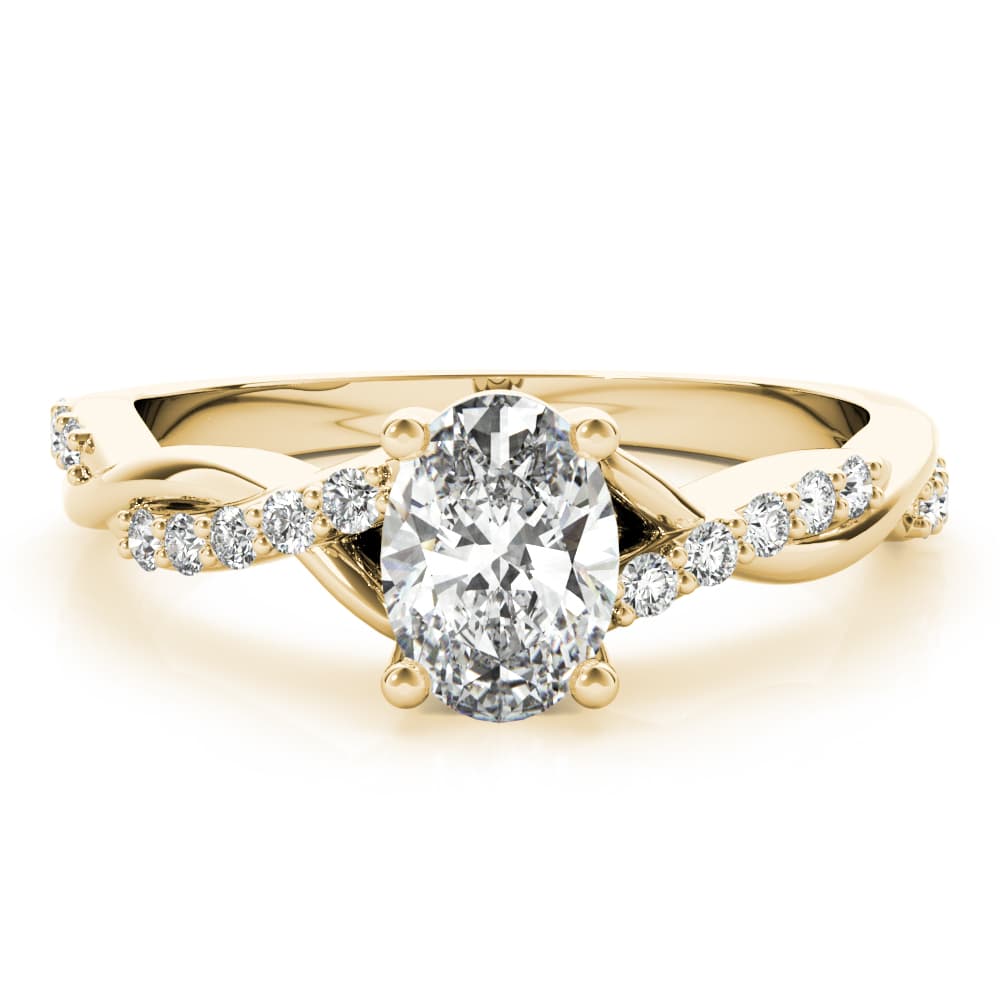 Oval Twisted Shank Engagement Ring, style 85107, On hand view in yellow gold