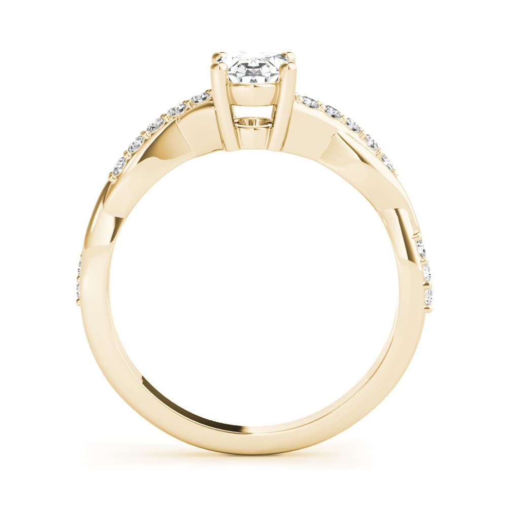 Oval Twisted Shank Engagement Ring, style 85107, Side view in yellow gold