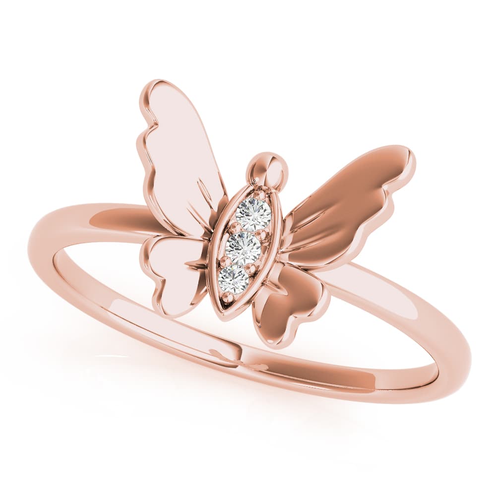 Butterfly Fashion Ring (0.03 ct. tw.), Front view in rose gold