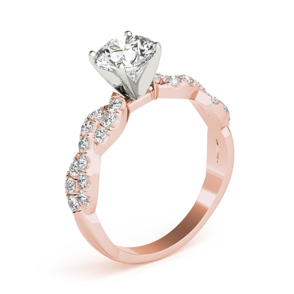 Solitaire Twisted Shank Engagement Ring, style 85149, Angle view in rose gold
