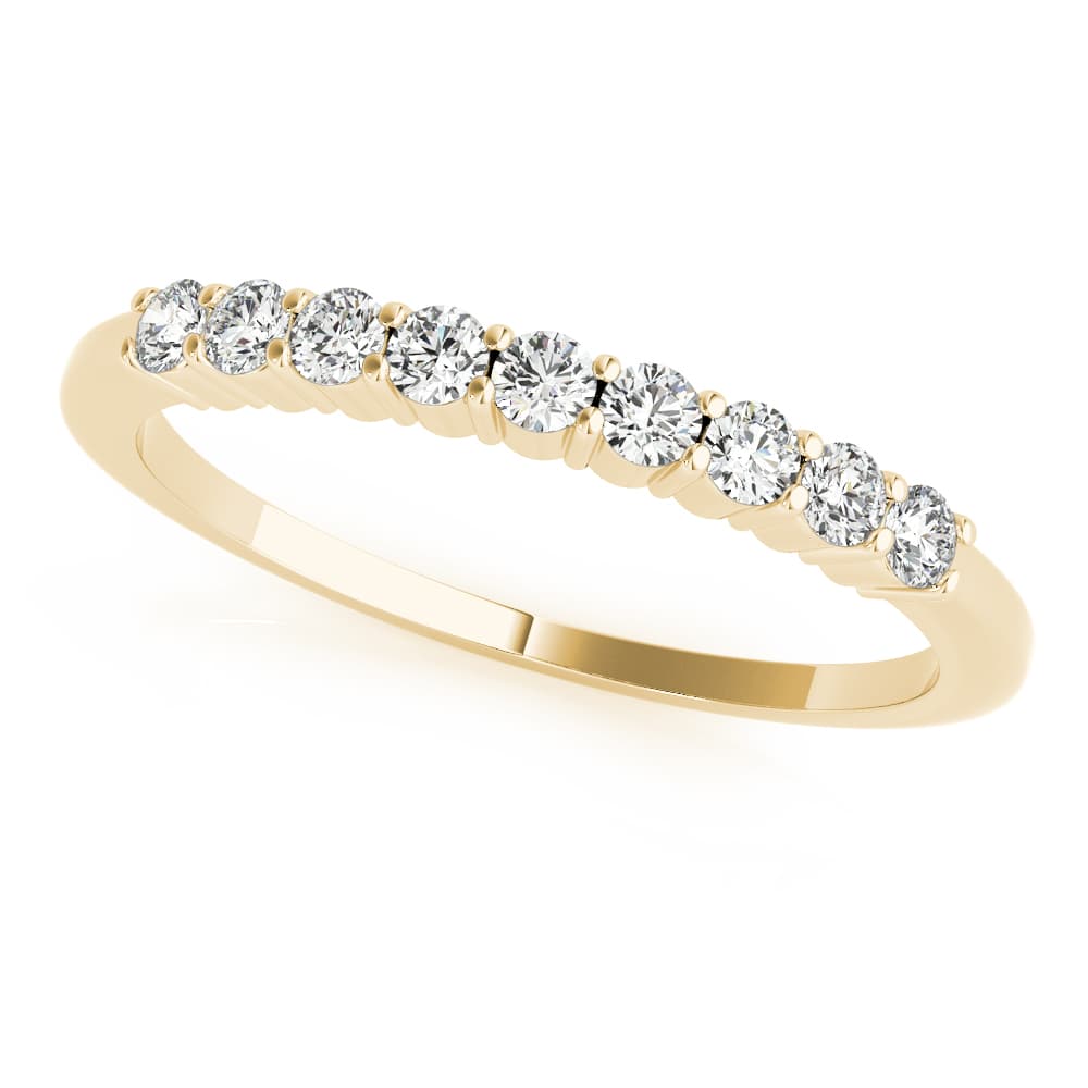 Shared Prong Wedding Bands (0.27 ct. tw.), Front view in yellow gold