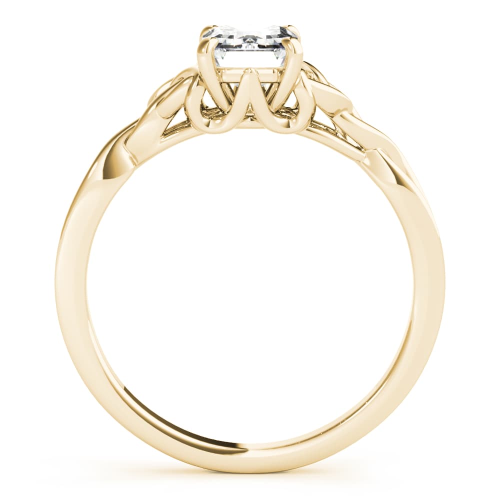 Emerald Cut Color Solitaire, style 85156, Side view in yellow gold