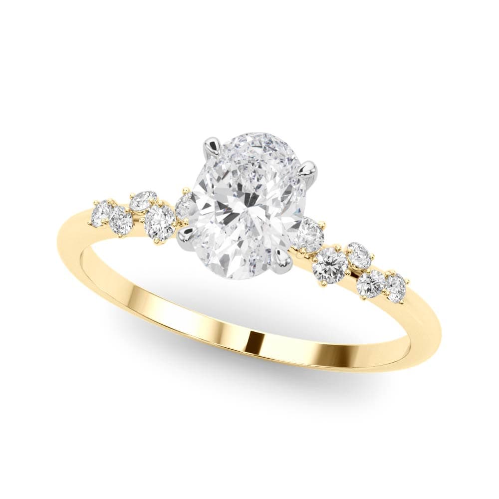 Scattered Diamond Oval Engagement Ring, style 85185, Front view in yellow gold