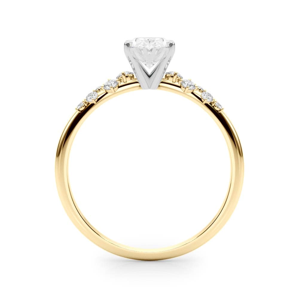 Scattered Diamond Oval Engagement Ring, style 85185, Side view in yellow gold