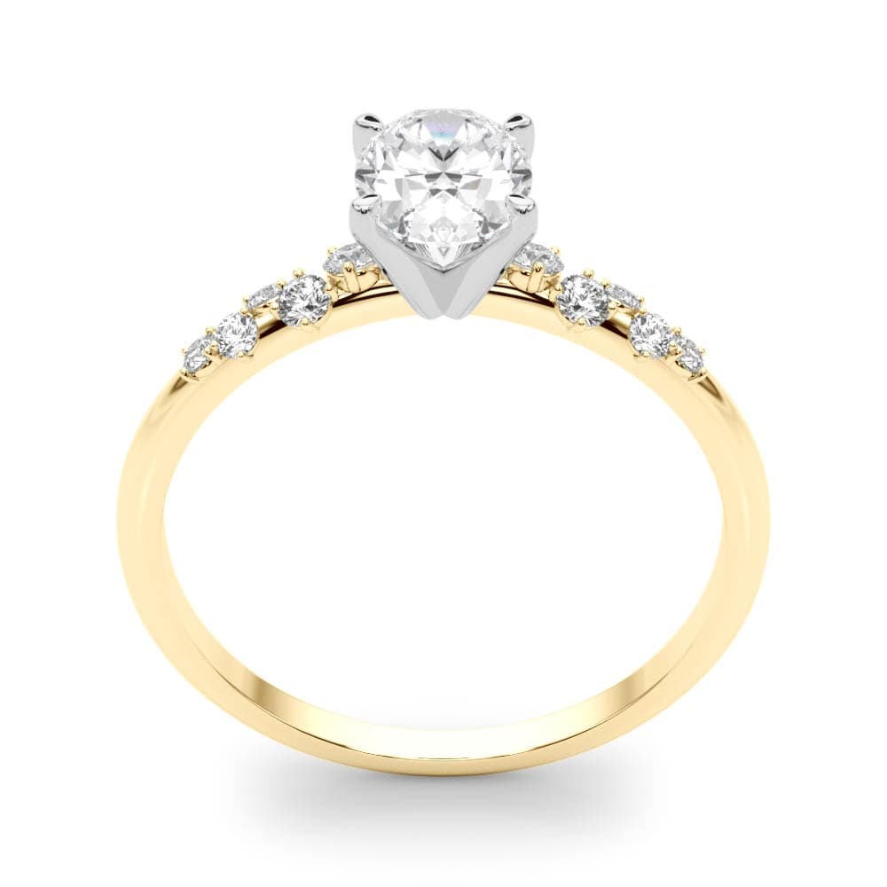 Scattered Diamond Oval Engagement Ring, style 85185, Top view in yellow gold