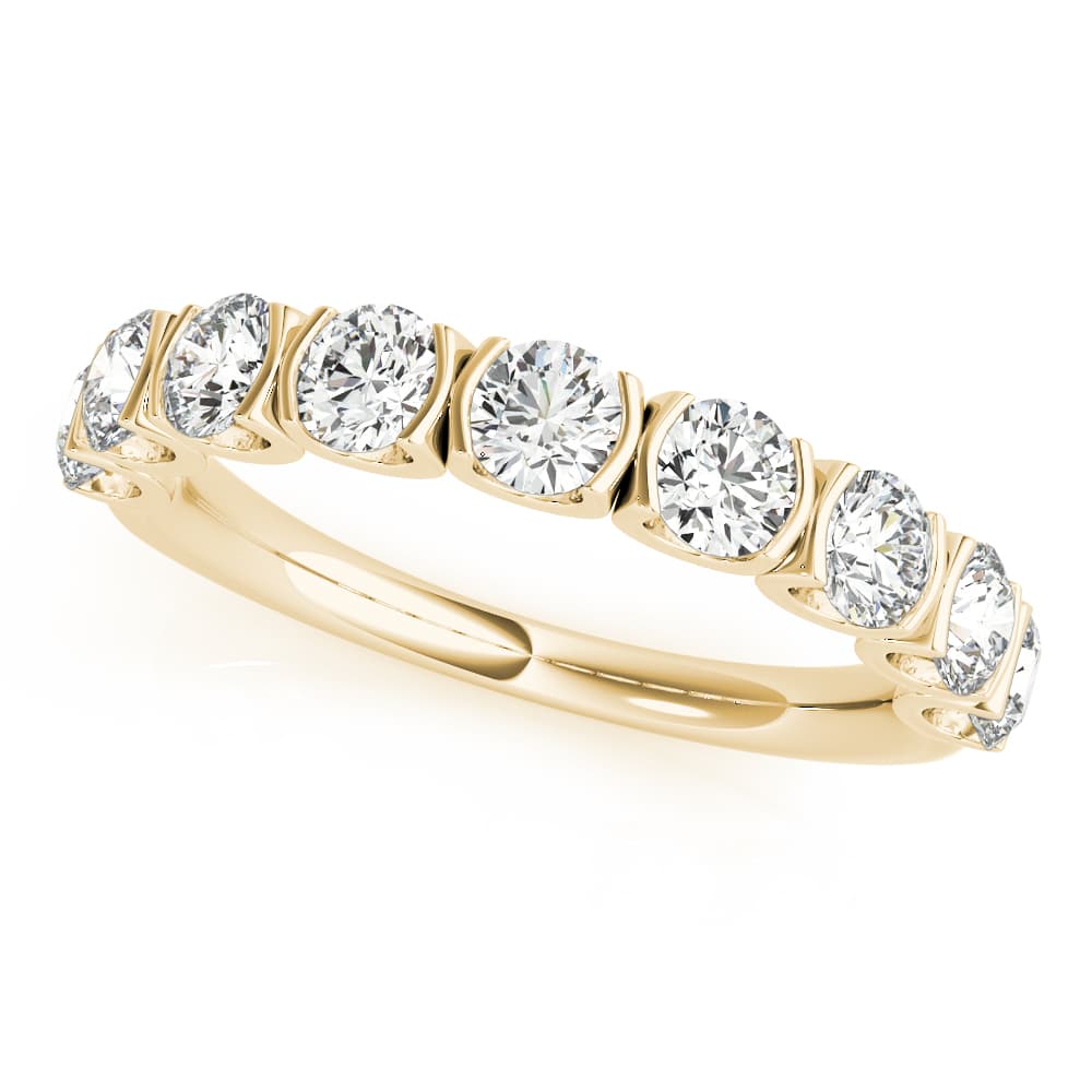 Bar Set U-Prong Wedding Bands (2.07 ct. tw.), Front view in yellow gold