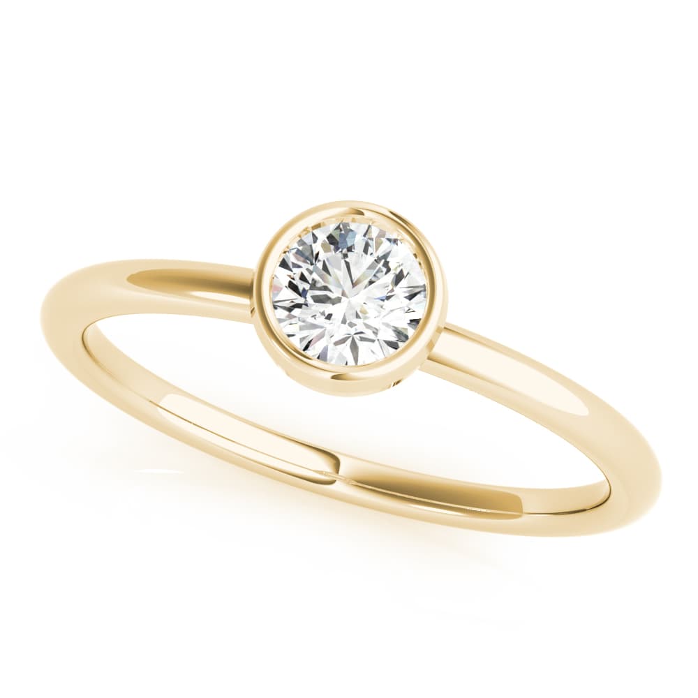 Round Bezel Set Solitaire Stackable Ring, Front view in yellow gold