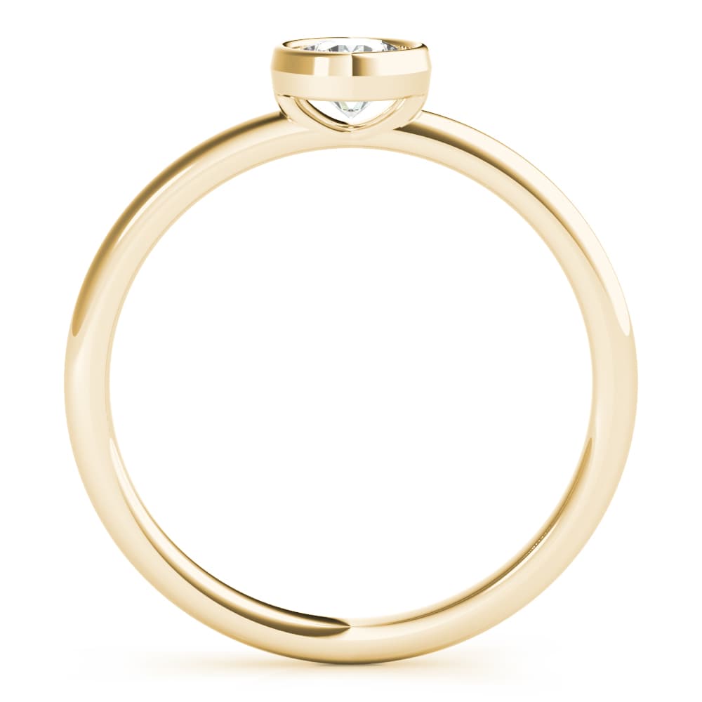 Round Bezel Set Solitaire Stackable Ring, Side view in yellow gold