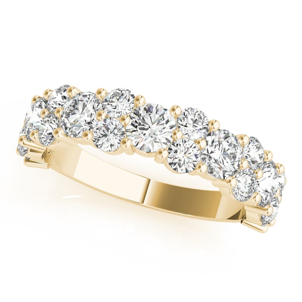 Shared Prong Wedding Bands (2.18 ct. tw.), Front view in yellow gold