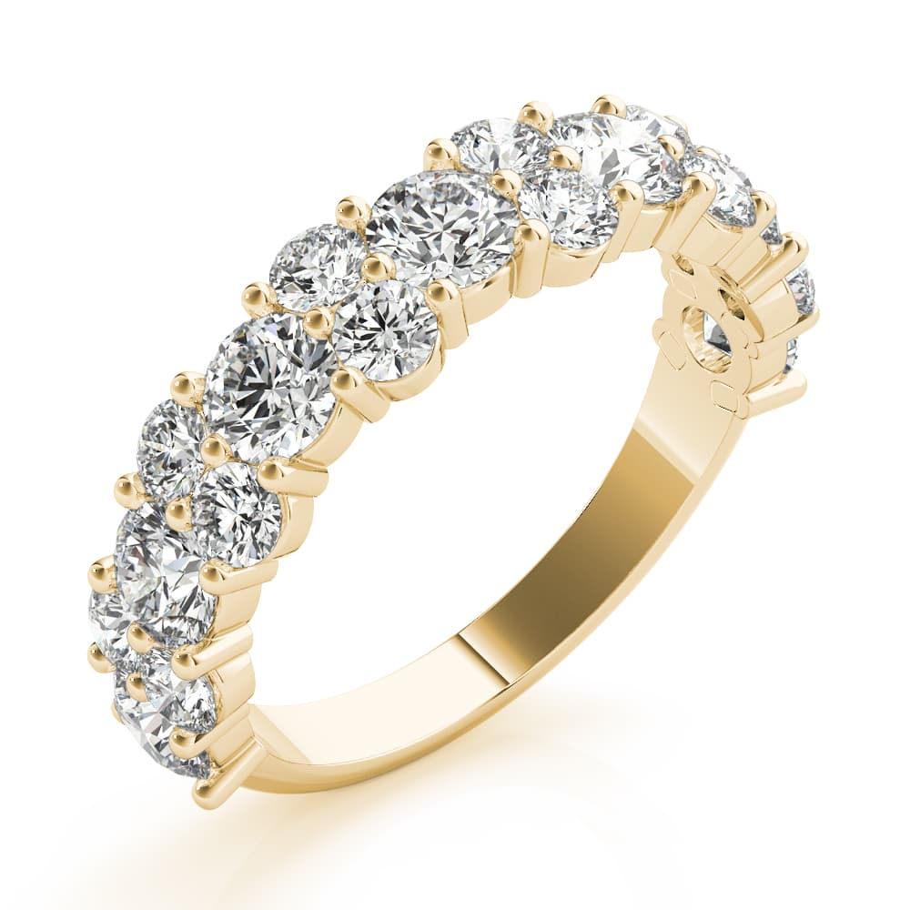 Shared Prong Wedding Bands (2.18 ct. tw.), Angle view in yellow gold