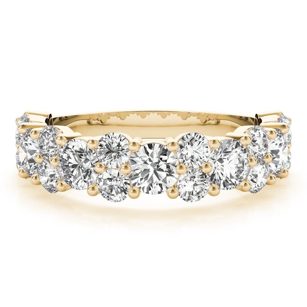 Shared Prong Wedding Bands (2.18 ct. tw.), On hand view in yellow gold
