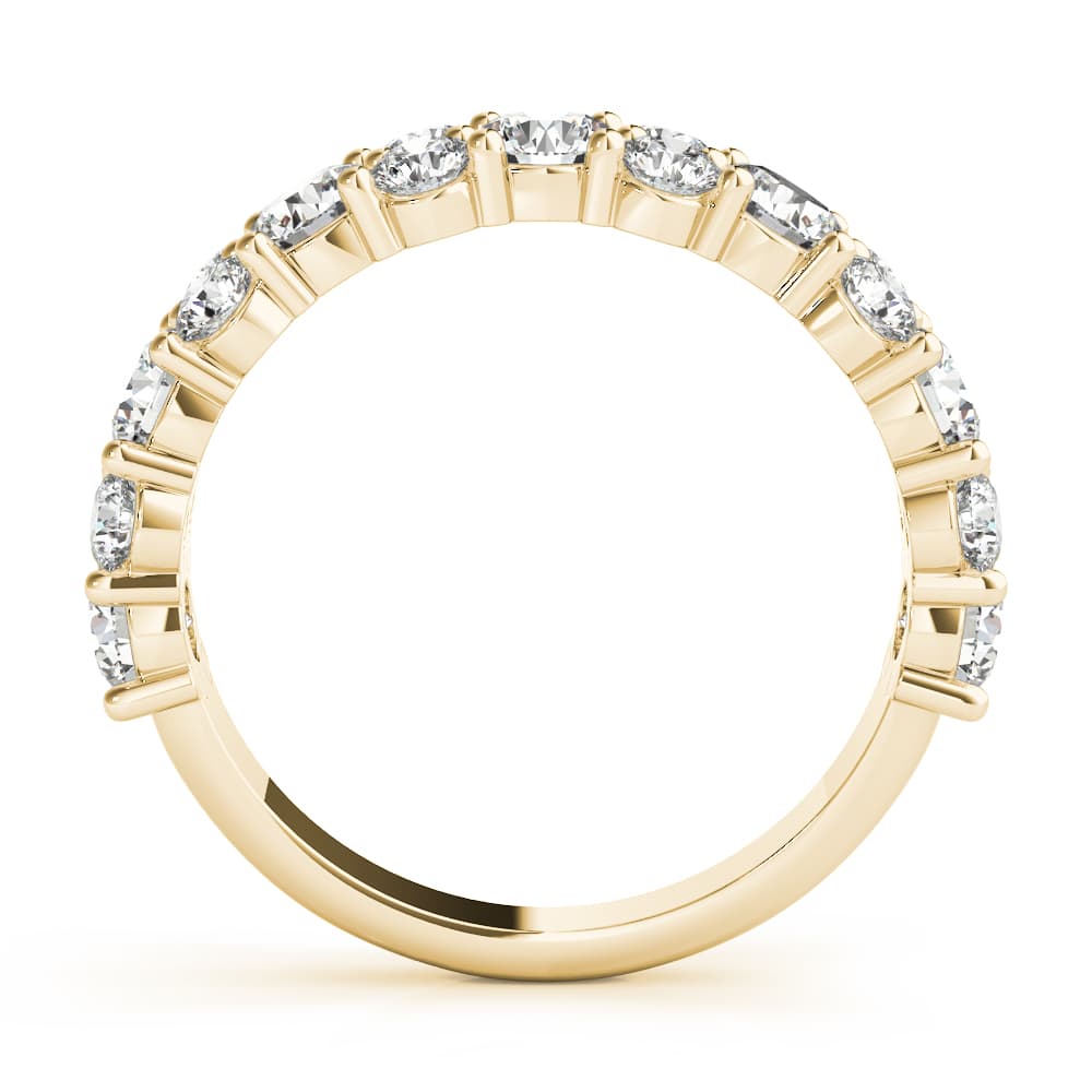 Shared Prong Wedding Bands (2.18 ct. tw.), Side view in yellow gold