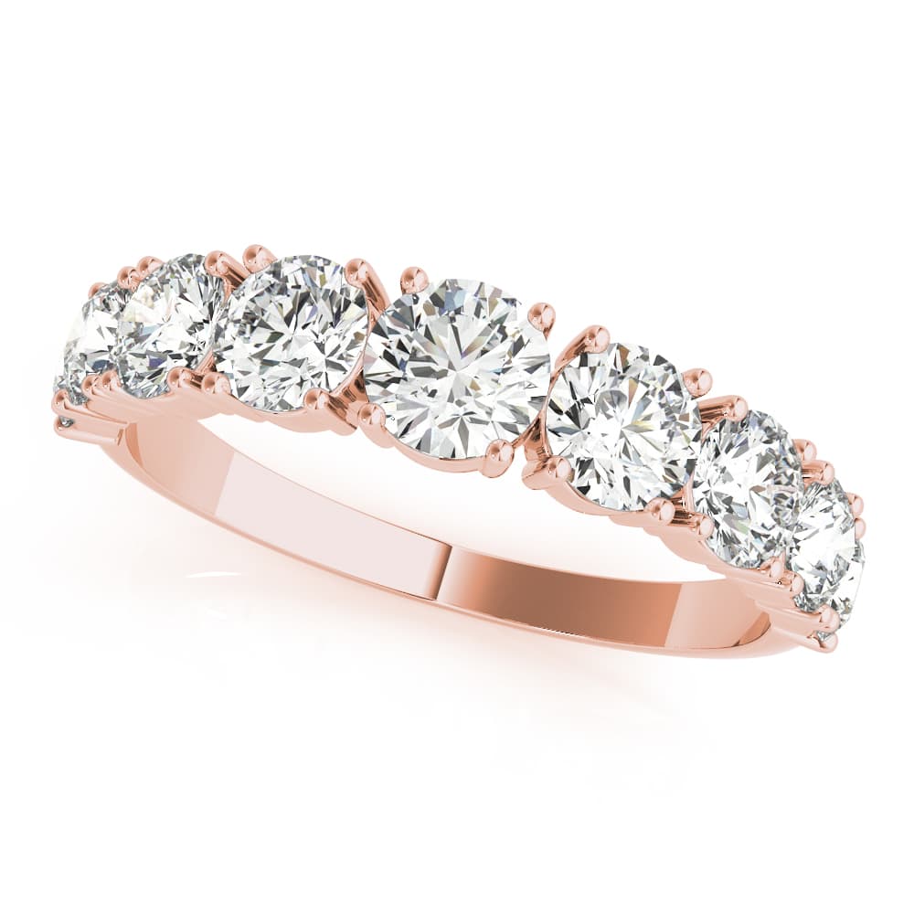 Single Prong Stackable Wedding Band (1.73 ct. tw.), Front view in rose gold