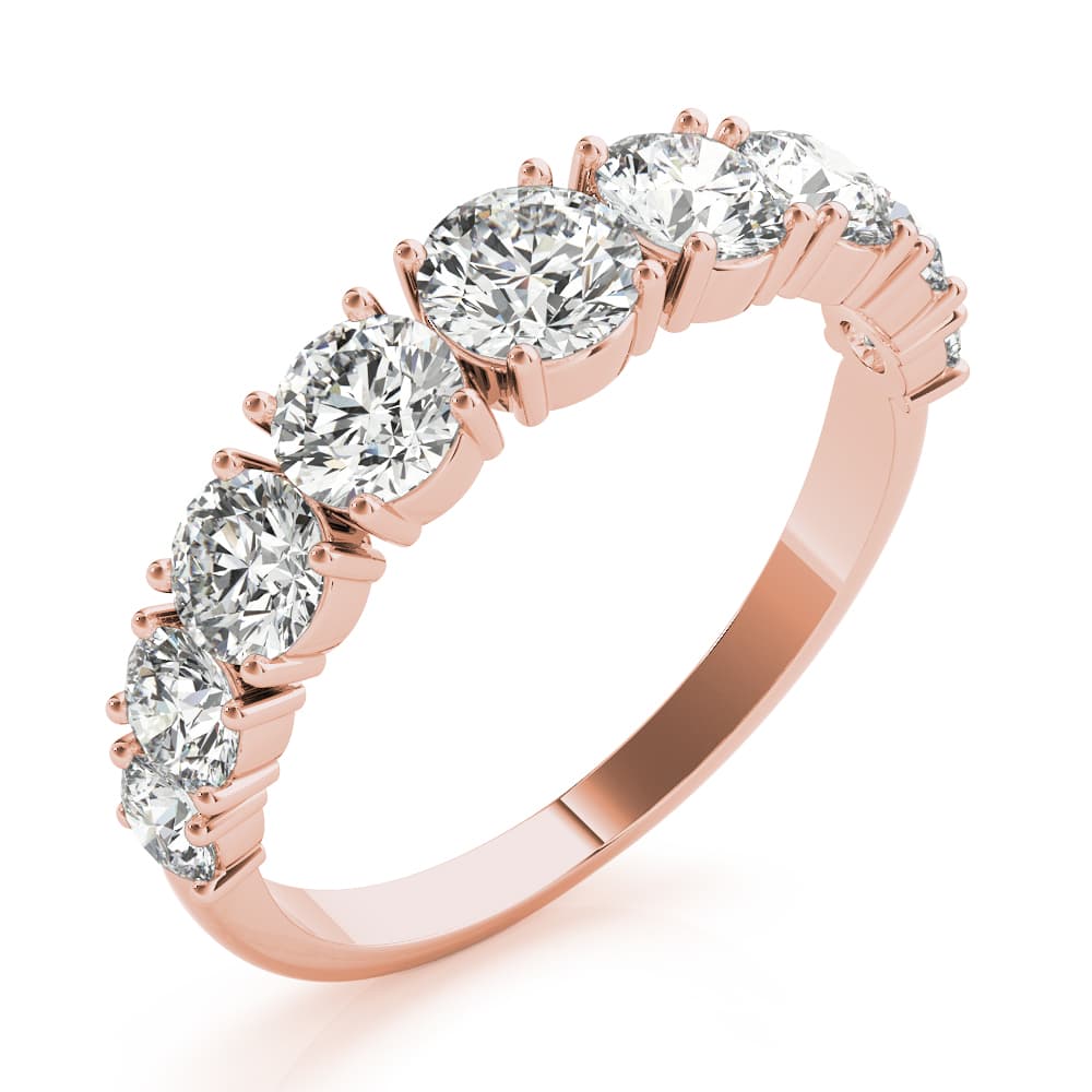 Single Prong Stackable Wedding Band (1.73 ct. tw.), Angle view in rose gold