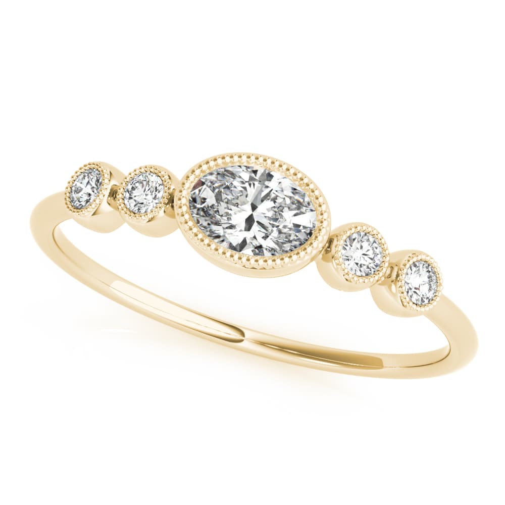 5-Stone Milgrain Oval Fashion Ring (0.07 ct. tw.), Front view in yellow gold