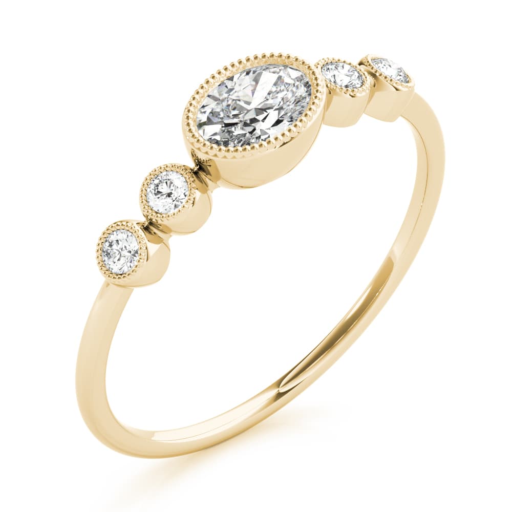 5-Stone Milgrain Oval Fashion Ring (0.07 ct. tw.), Angle view in yellow gold