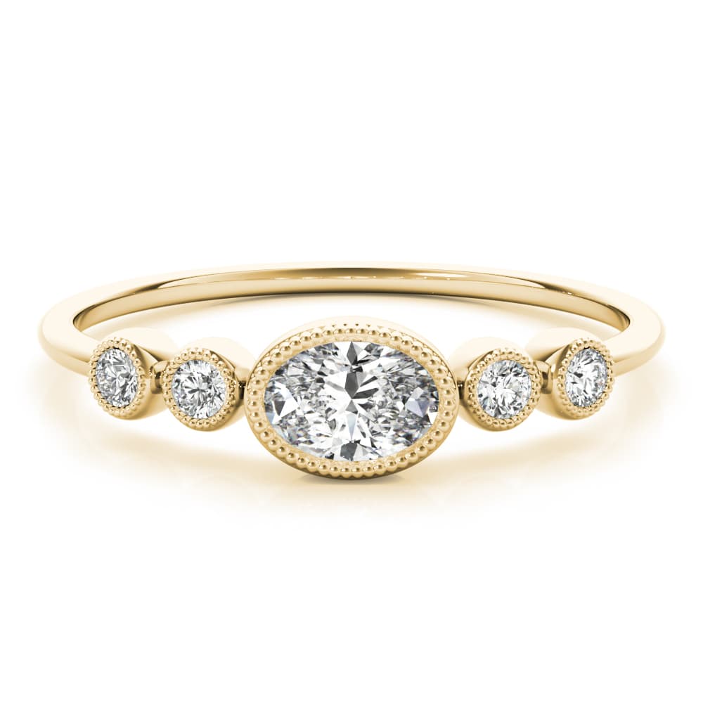 5-Stone Milgrain Oval Fashion Ring (0.07 ct. tw.), On hand view in yellow gold