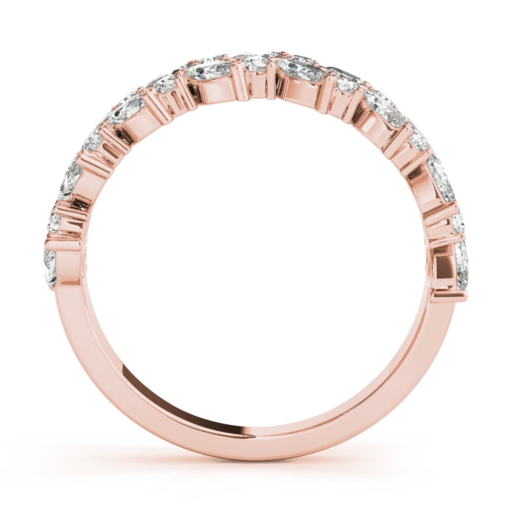 Alternating Marquise & Round 2-Row Band (1 1/8 ct. tw.), Side view in rose gold