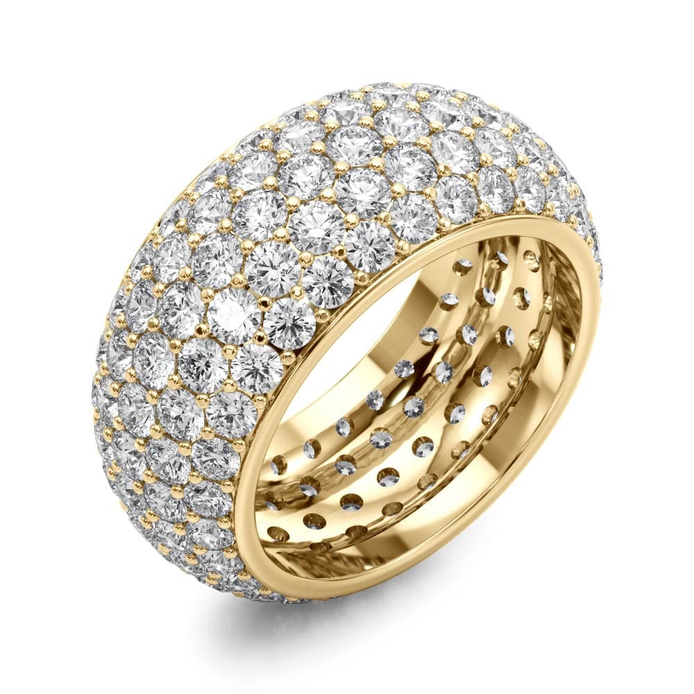 5 Row Eternity Band (5.18 ct. tw.), Angle view in yellow gold