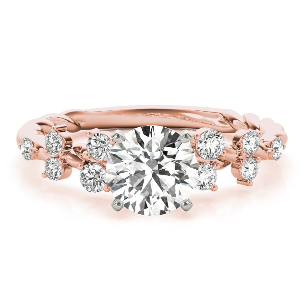 Scattered Style Engagement Ring, style 85261, On hand view in rose gold