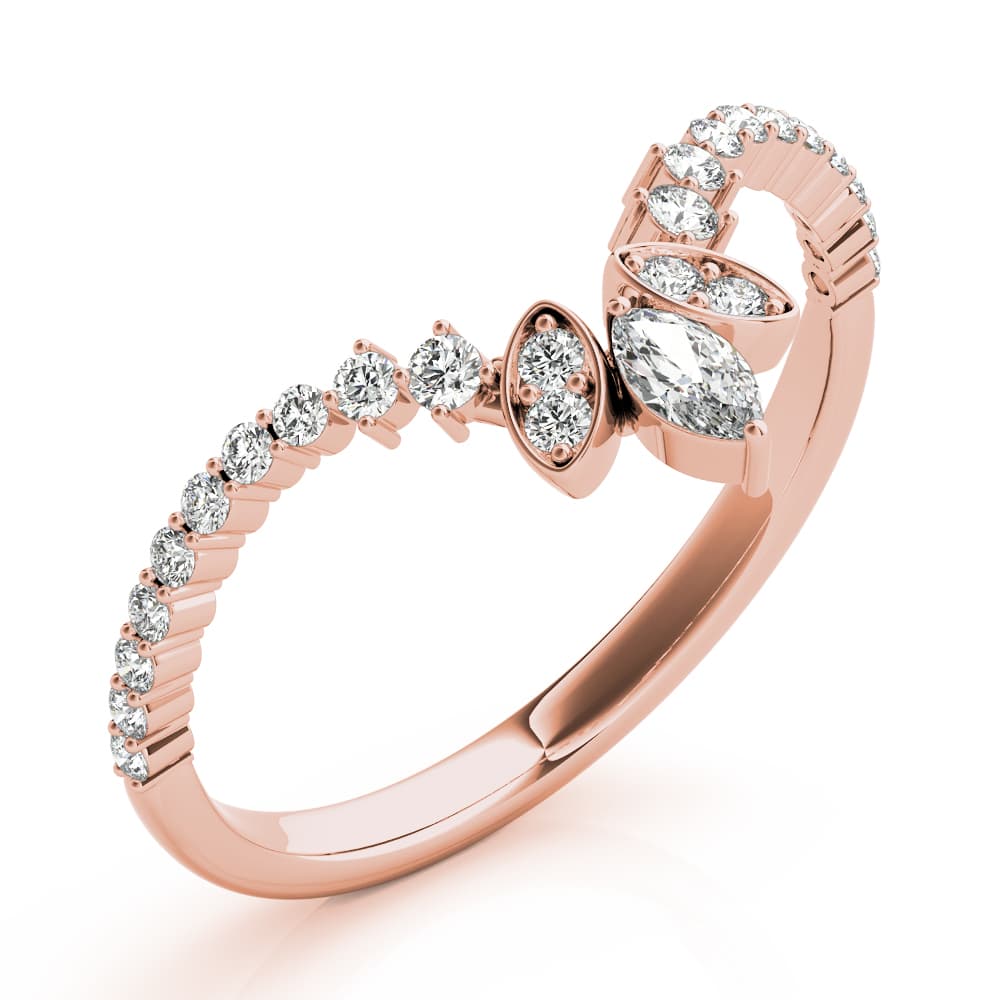 Marquise Chevron Wedding Band (1/8 ct. tw.), Angle view in rose gold