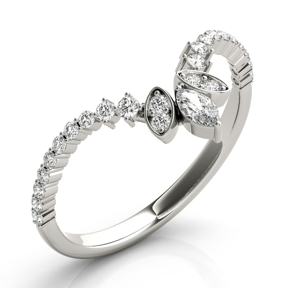 Marquise Chevron Wedding Band (1/8 ct. tw.), Angle view in white gold or platinum