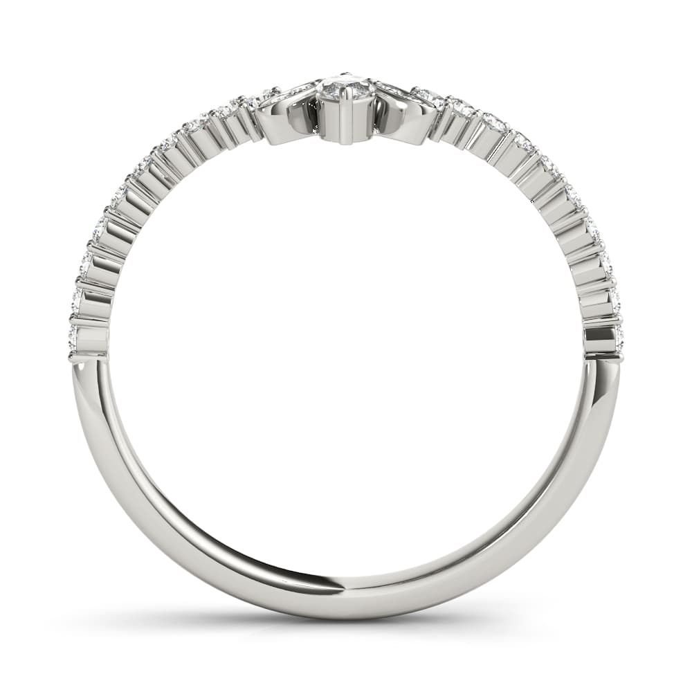 Marquise Chevron Wedding Band (1/8 ct. tw.), Side view in white gold or platinum