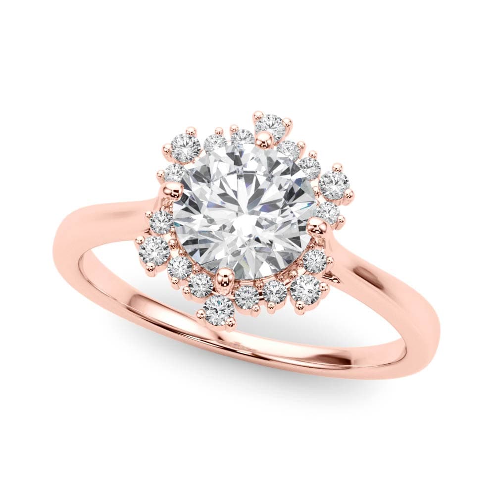 Solitaire Halo Engagement Ring, style 85266, Front view in rose gold