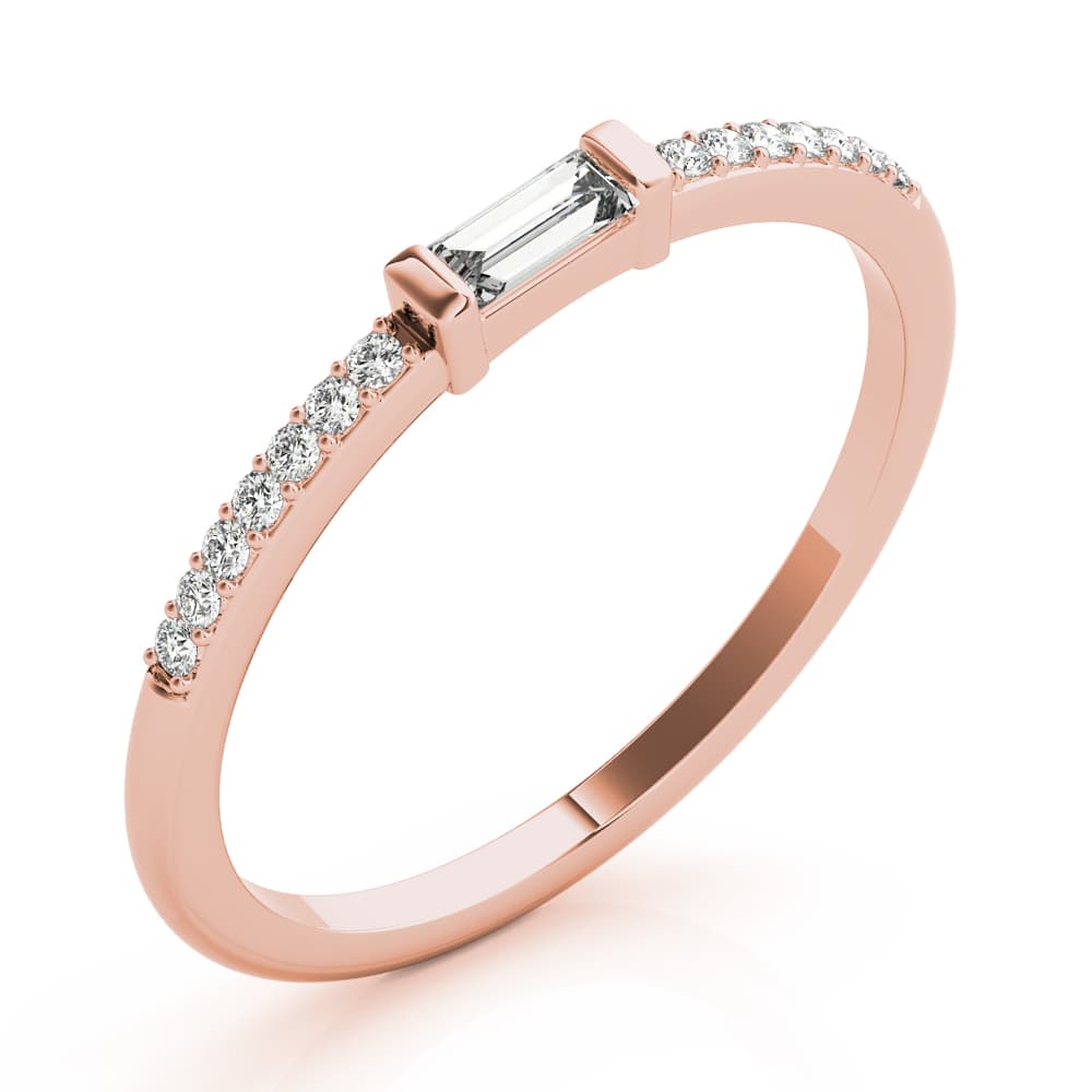 Accented East-West Baguette Ring (0.19 ct. tw.), Angle view in rose gold