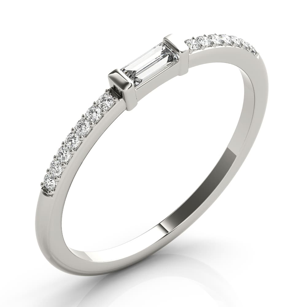 Accented East-West Baguette Ring (0.19 ct. tw.), Angle view in white gold or platinum