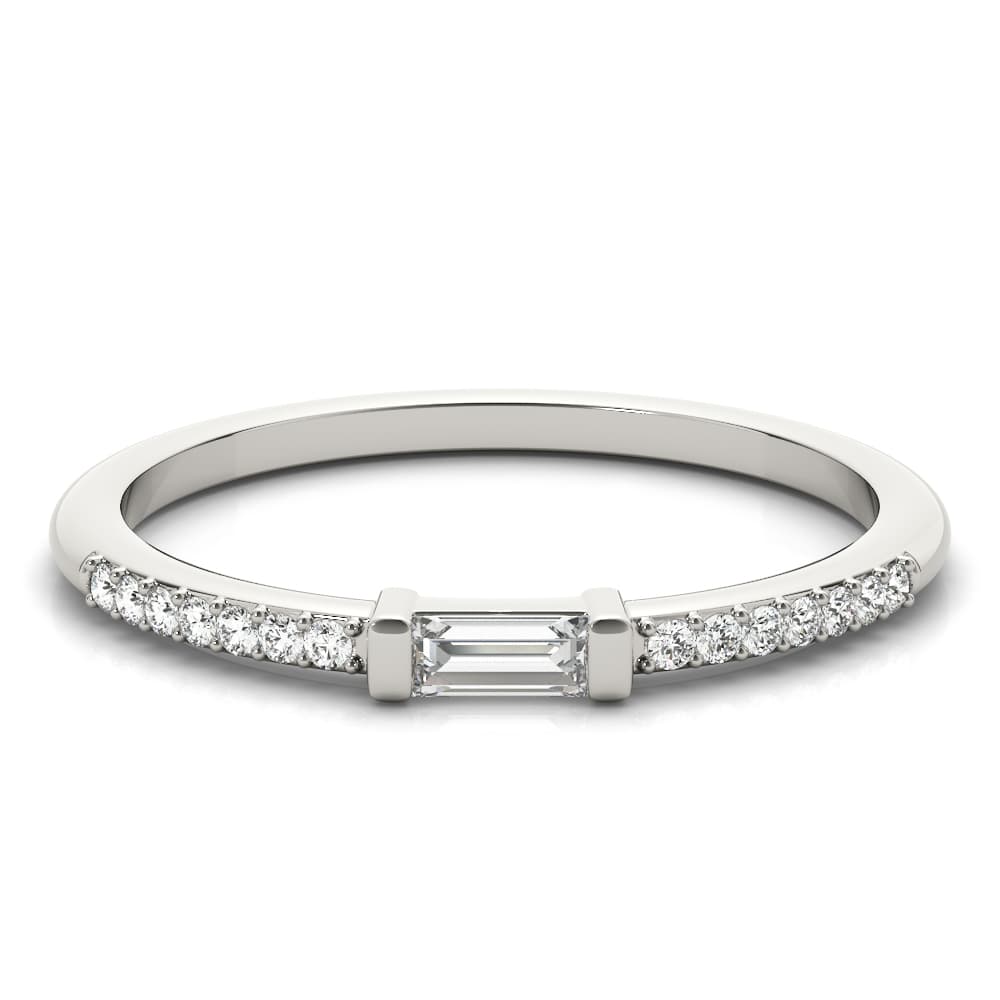 Accented East-West Baguette Ring (0.19 ct. tw.), On hand view in white gold or platinum