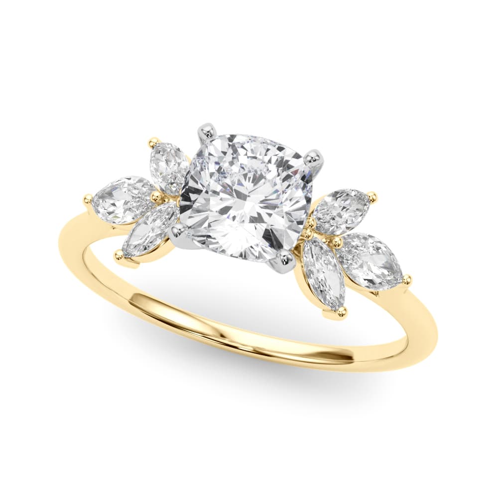 Marquise Cluster Engagement Ring, style 85271, Front view in yellow gold