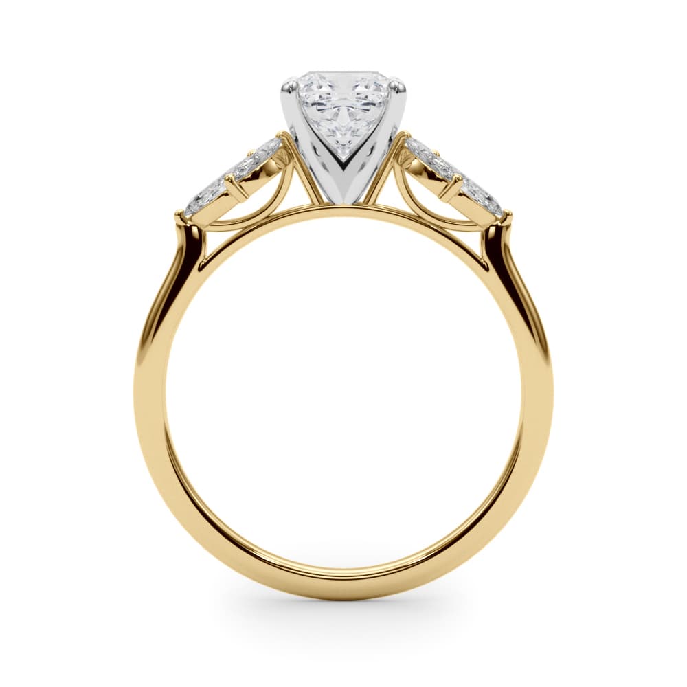 Marquise Cluster Engagement Ring, style 85271, Side view in yellow gold