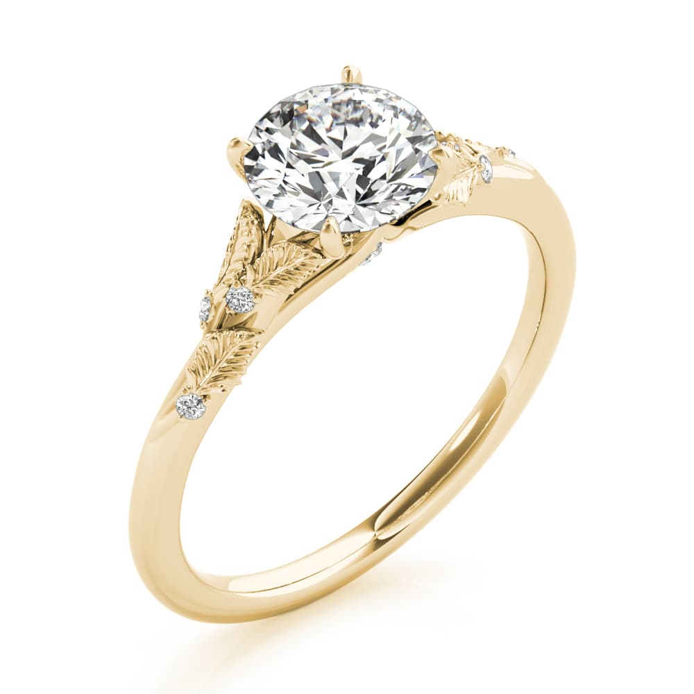 Nature Inspired Engagement Ring, style 85275, Angle view in yellow gold