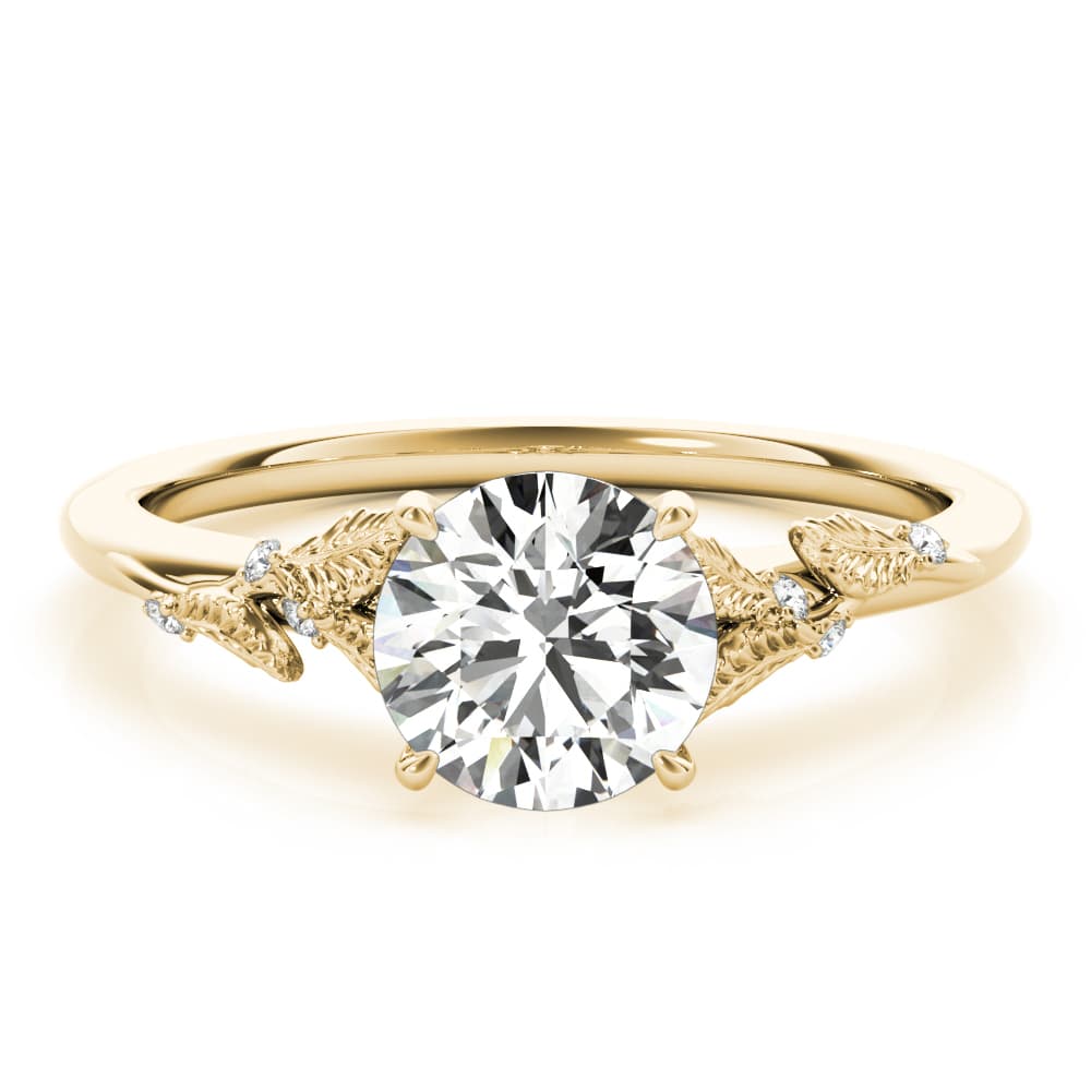 Nature Inspired Engagement Ring, style 85275, On hand view in yellow gold