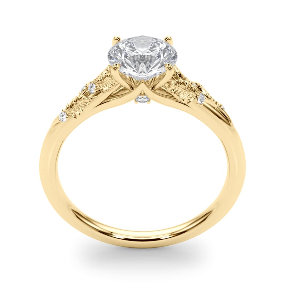Nature Inspired Engagement Ring, style 85275, Top view in yellow gold