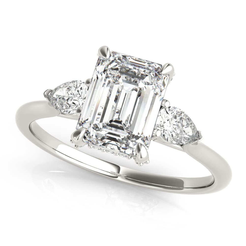 3-Stone Emerald Cut Engagement Ring — style 85279 in 10k White Gold