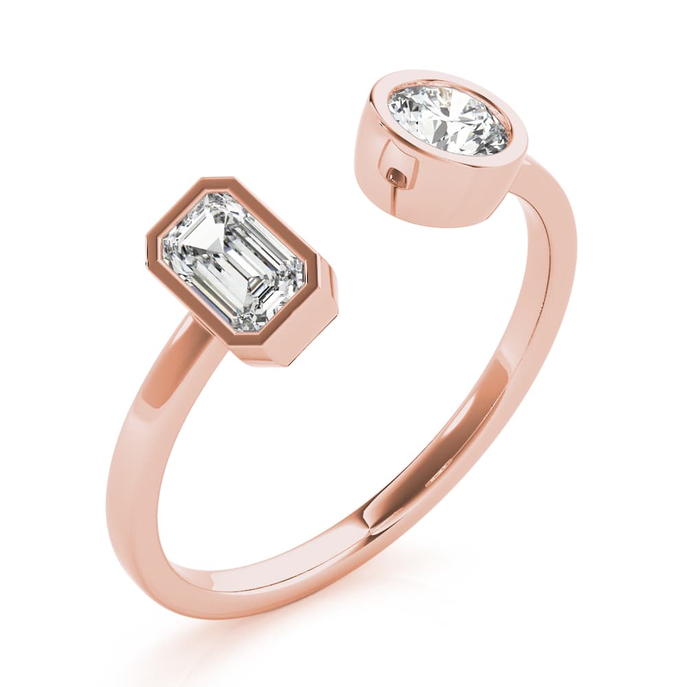 EMERALD & Round FASHION RING (0.6 ct. tw.), Angle view in rose gold