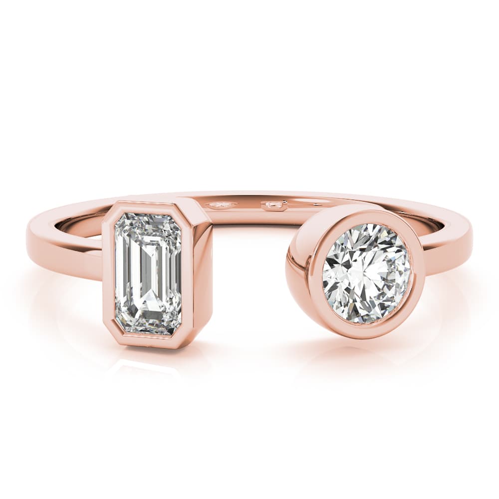 EMERALD & Round FASHION RING (0.6 ct. tw.), On hand view in rose gold