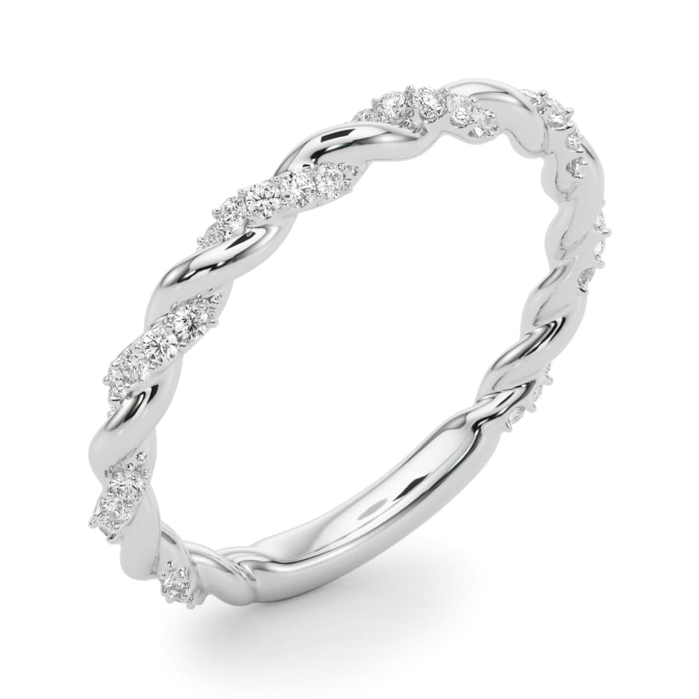 Twisting Alternating Wedding Band (0.2 ct. tw.), Angle view in white gold or platinum