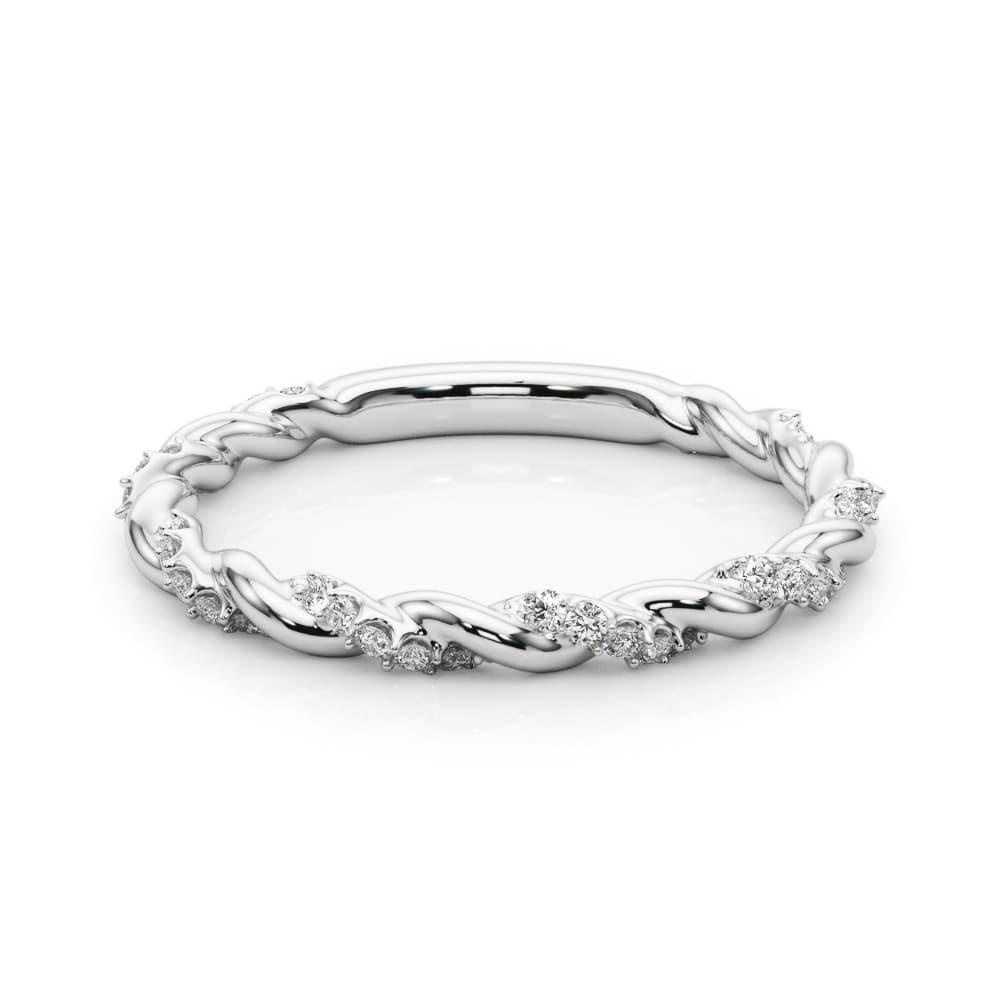 Twisting Alternating Wedding Band (0.2 ct. tw.), On hand view in white gold or platinum