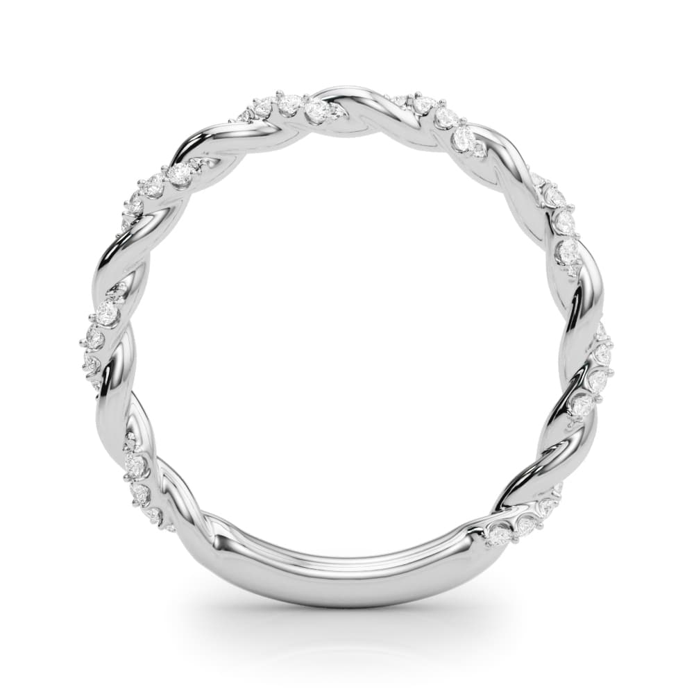 Twisting Alternating Wedding Band (0.2 ct. tw.), Side view in white gold or platinum