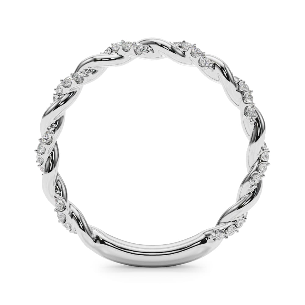 Twisting Alternating Wedding Band (0.2 ct. tw.), Top view in white gold or platinum