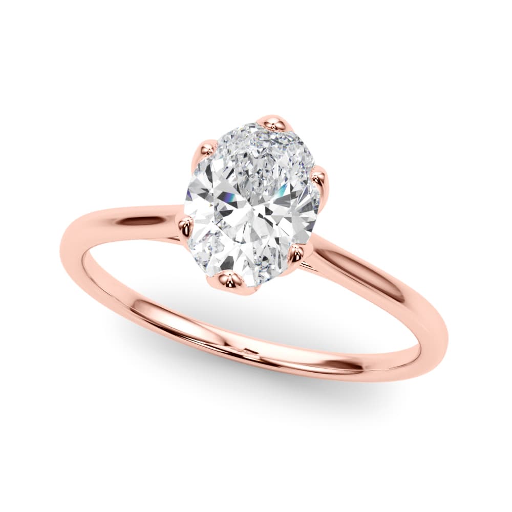 Oval Tulip Solitaire Engagement Ring, style 85305, Front view in rose gold
