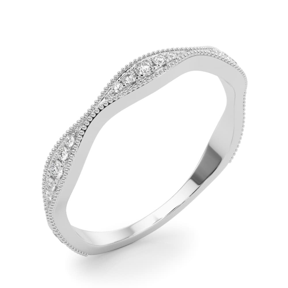 Vintage Inspired Milgrain Wedding Band (0.16 ct. tw.), Angle view in white gold or platinum