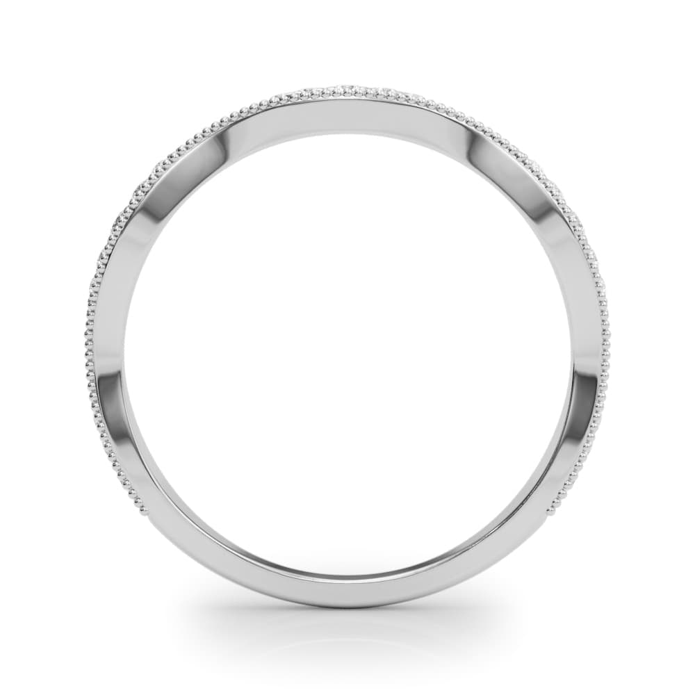 Vintage Inspired Milgrain Wedding Band (0.16 ct. tw.), Side view in white gold or platinum