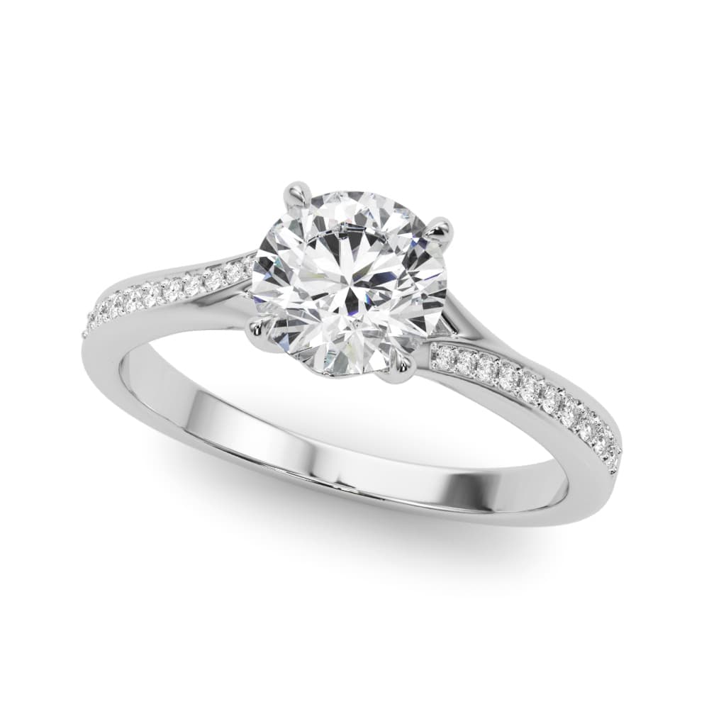Bypass Single Row Prong Set Engagement Ring — style 85321 in 10k White Gold