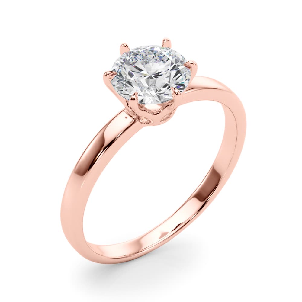 Solitaire Engagement Ring, style 85327, Angle view in rose gold